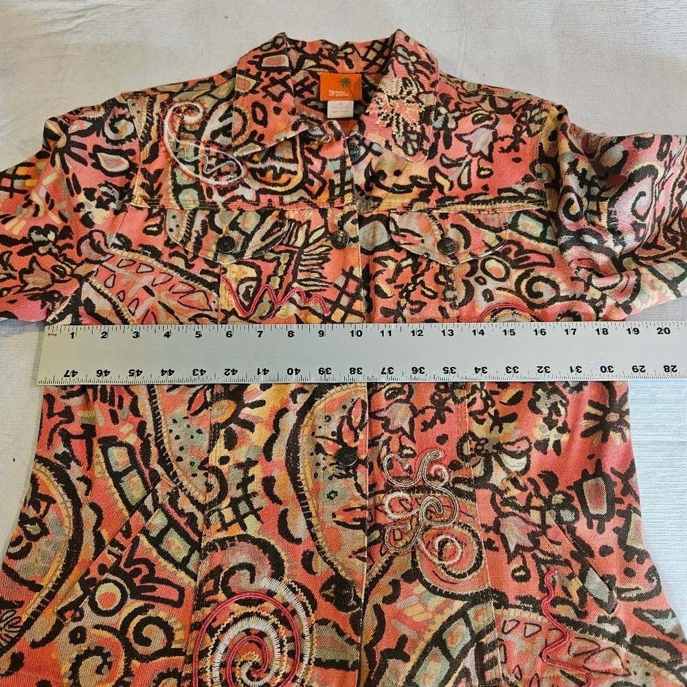 Hearts of Palm Tapestry Jacket Abstract Print Button Down Long Sleeve Blazer - Picture 11 of 12